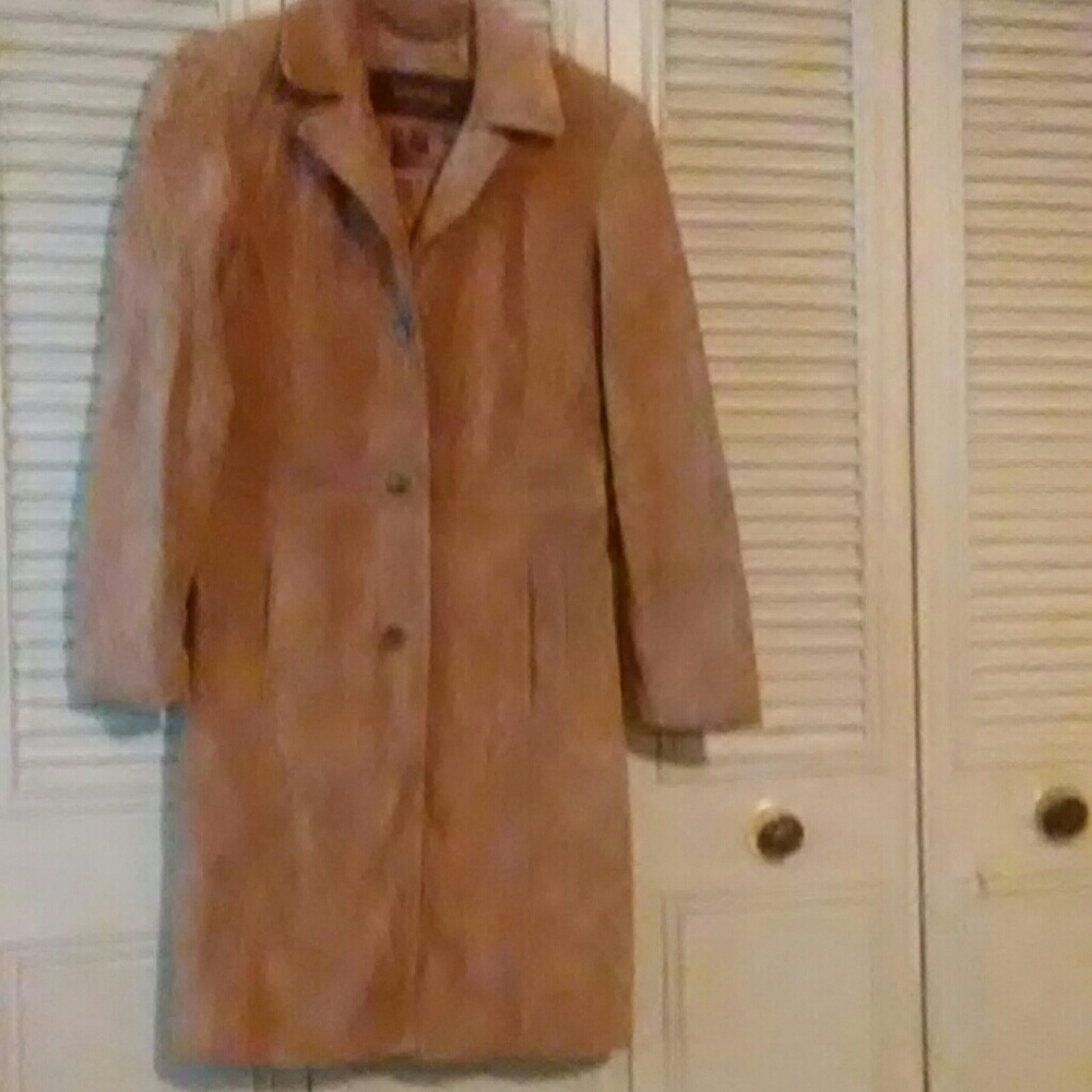 Beige leather coat